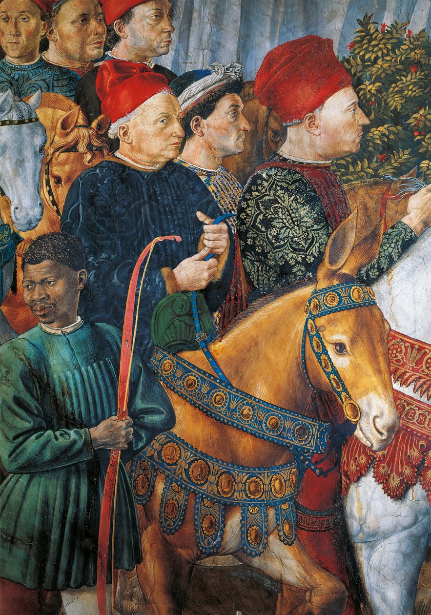 Italia, Firenze, Malt bilde av Cosimo il Vecchio (Cosimo den eldste), detalj av Benozzo di Lese di Sandro Gozzoli