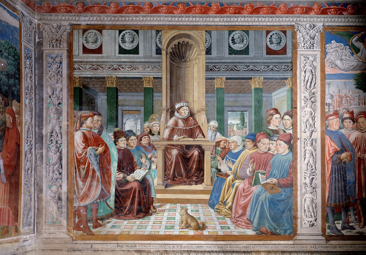 Life of St Augustine: St Augustine-undervisning i Roma (Fresco av Benozzo di Lese di Sandro Gozzoli