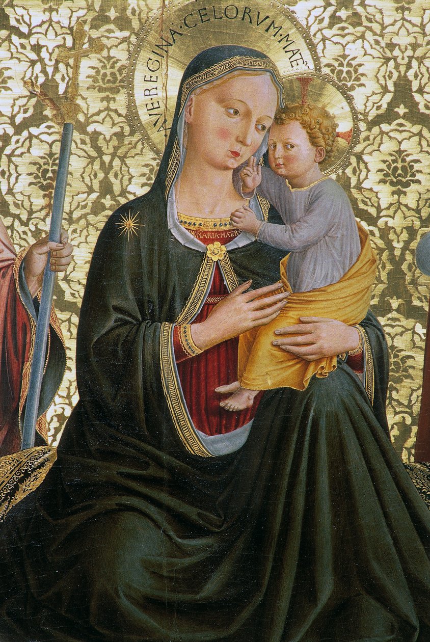Ydmykhetens Madonna, av Benozzo Gozzoli (1421-1497), Sapienza Nuova altertavle, Perugia, Umbria, Italia av Benozzo di Lese di Sandro Gozzoli