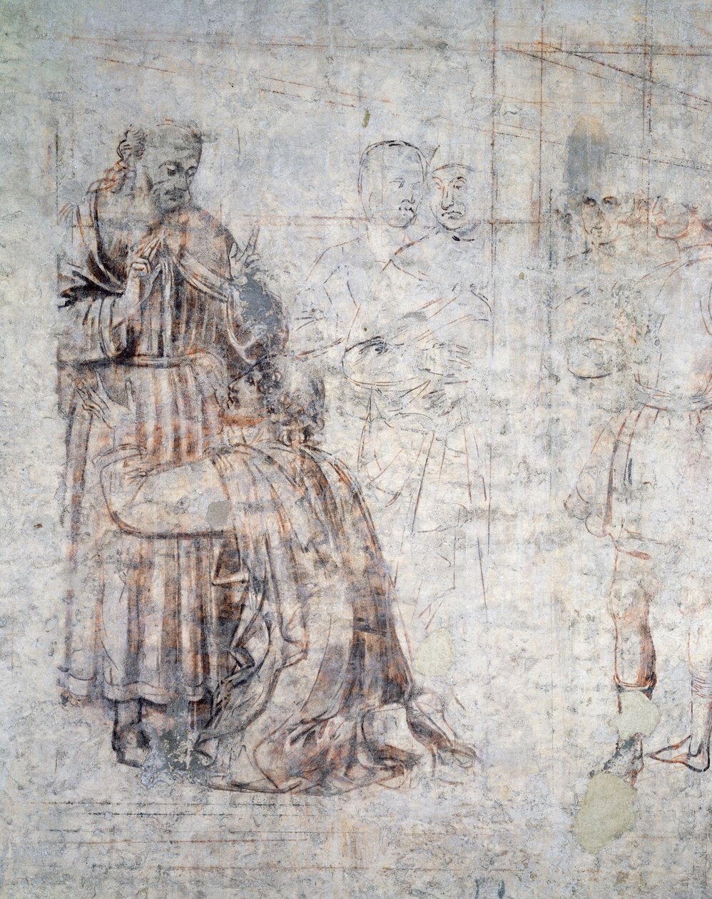 Ekteskap med Isaac og Rebecca, detalj av sinopia (undermaling) av Benozzo di Lese di Sandro Gozzoli