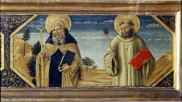 St. Anthony Abbot og St. Benedict (panel) (detalj av 78957) av Benozzo di Lese di Sandro Gozzoli