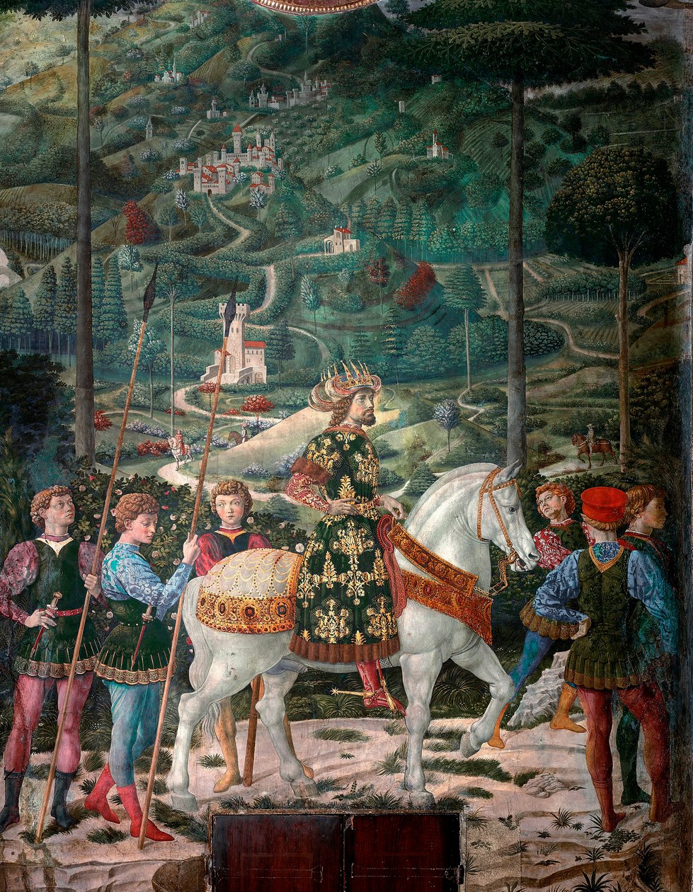 Den bysantinske keiseren "The Journey of the Magi". Cortege of the Magi of Jerusalem i Betlehem kalles på italiensk "Viaggio dei Magi" eller "Cavalcata dei Magi" detalj som representerer den bysantinske keiseren John VIII Palaeologue (1392-1448). Detalj. F av Benozzo di Lese di Sandro Gozzoli