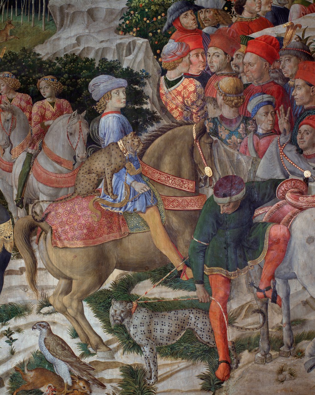 The Journey of the Magi Cortege of the Magi of Jerusalem to Betlehem kaller på italiensk "Viaggio dei Magi" eller "" Cavalcata dei Magi" Detalj av Julien de Medici (1453-1478) (Giuliano de 