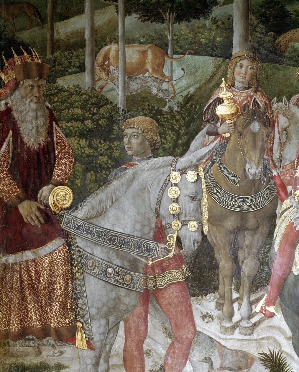 The Journey of the Magi. Detalj som representerer Joseph Patriarch av Konstantinopel mellom 1261 og 1276 - Fresco av Benozzo di Lese di Sandro Gozzoli