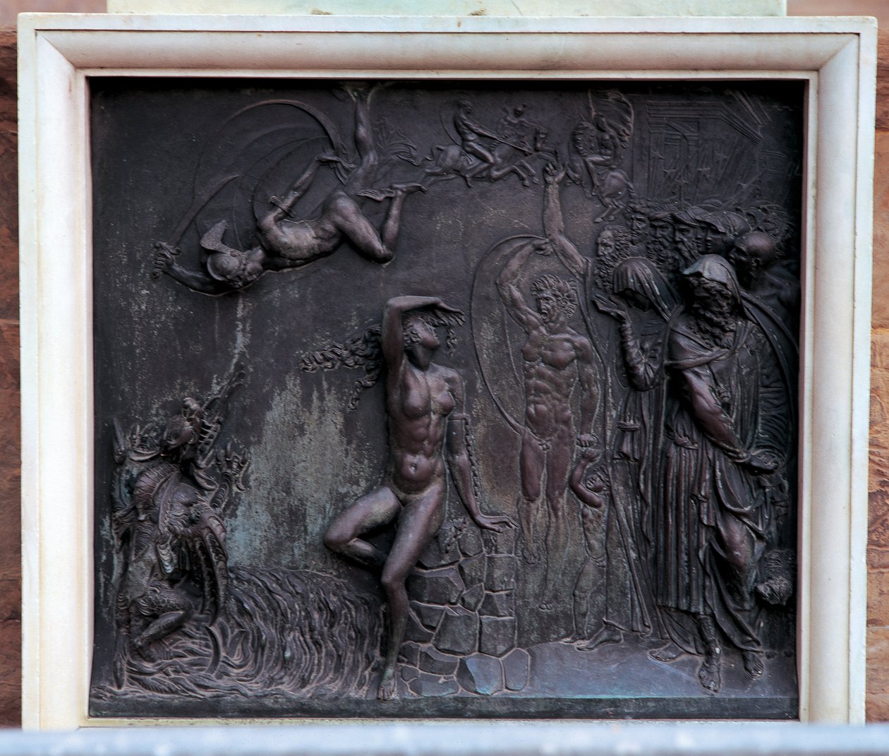 Plakett som viser Perseus som reddet Andromeda, 1545-55 (bronse) av Benvenuto Cellini