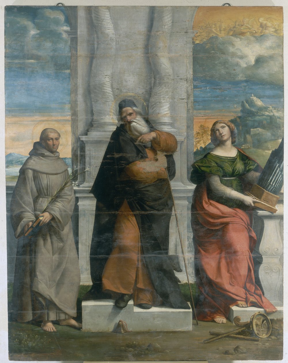 S. Antonio fra Padua, S. Antonio Abate og S. Cecilia av Benvenuto Tisi da Garofalo