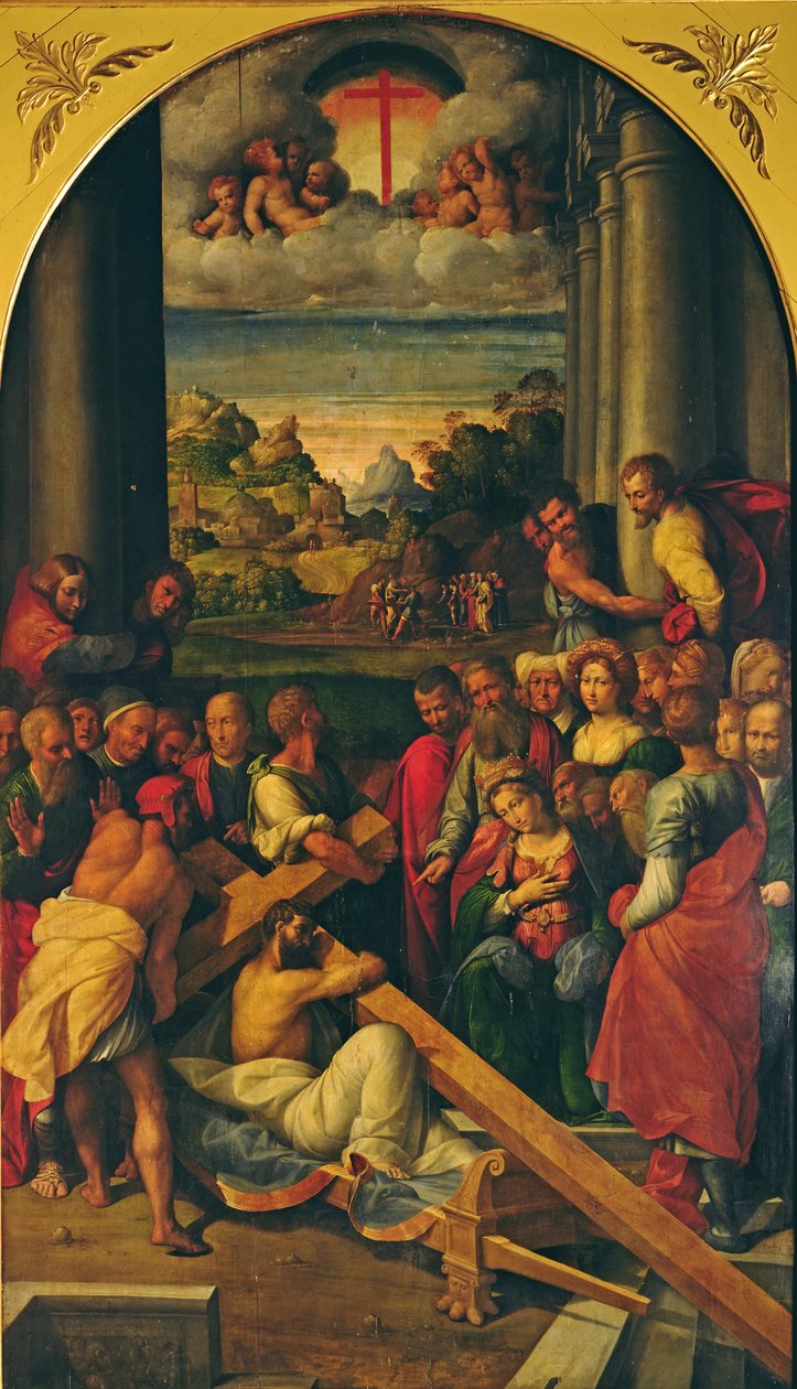 Bæringen av korset, ca. 1500 av Benvenuto Tisi da Garofalo