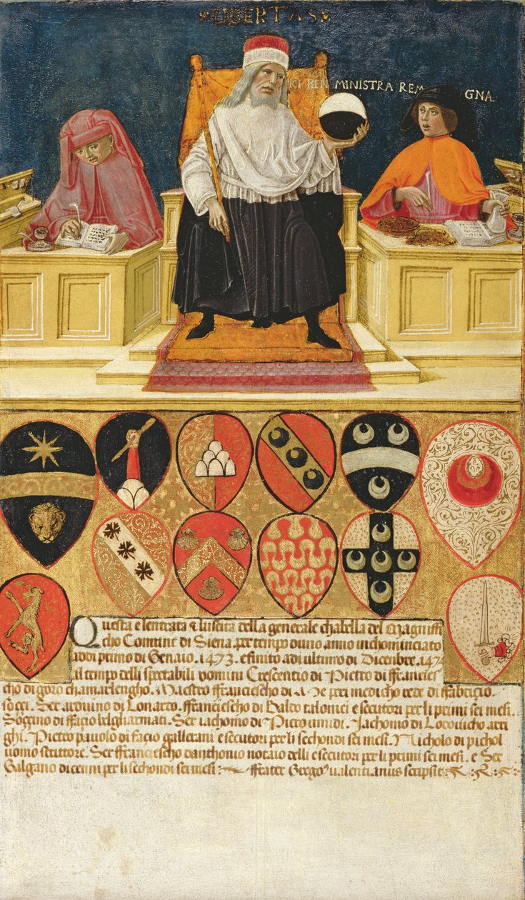 God regjering i det offentlige finanskontoret, 1474 av Benvenuto di Giovanni
