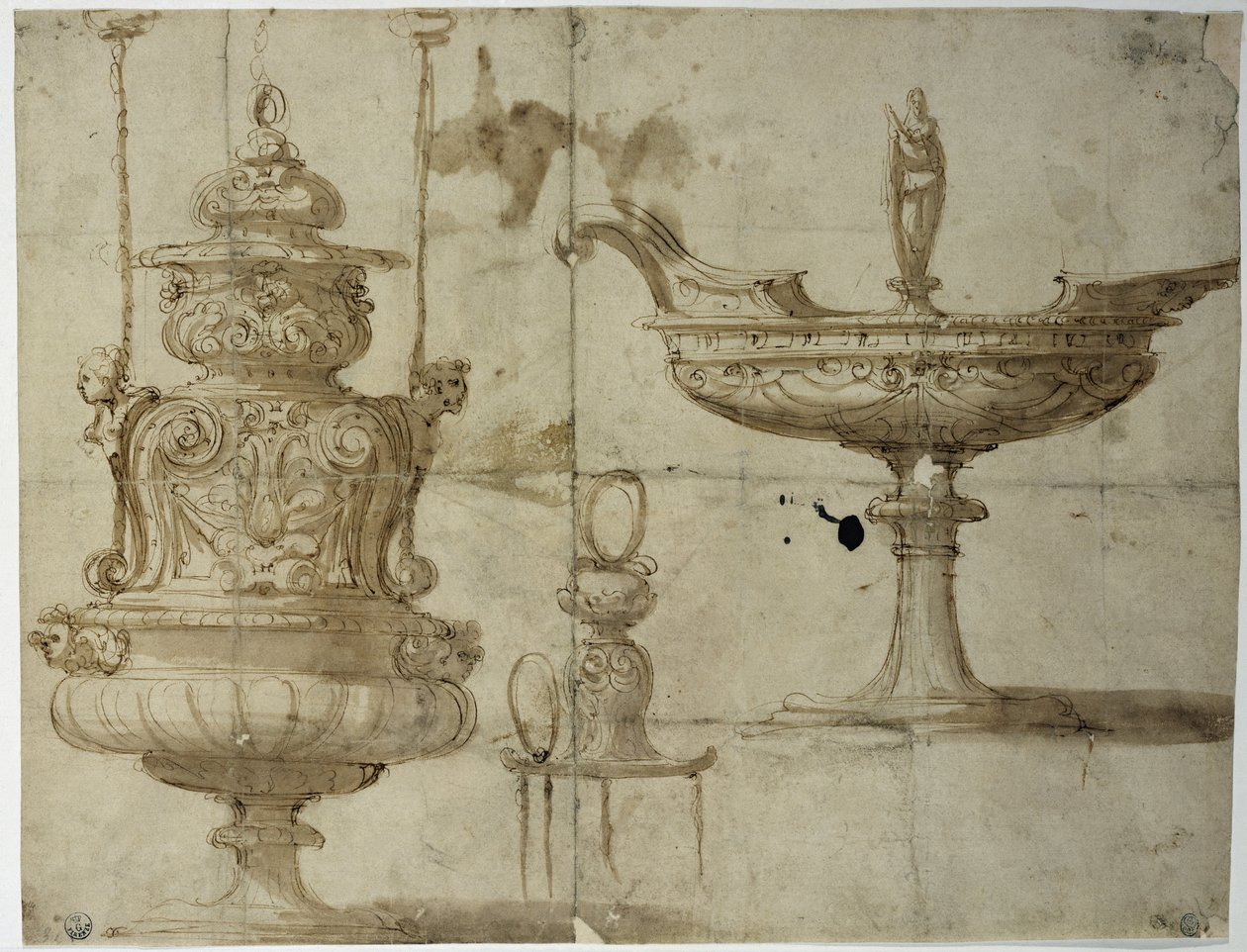 Studie for sølvtøy (Tegning av Benvenuto Cellini