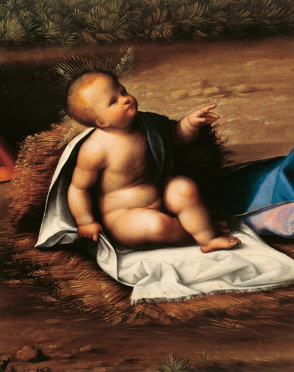 Baby Jesus, detalj fra Nativity av Garofalo (1481-1559) av Benvenuto Tisi da Garofalo