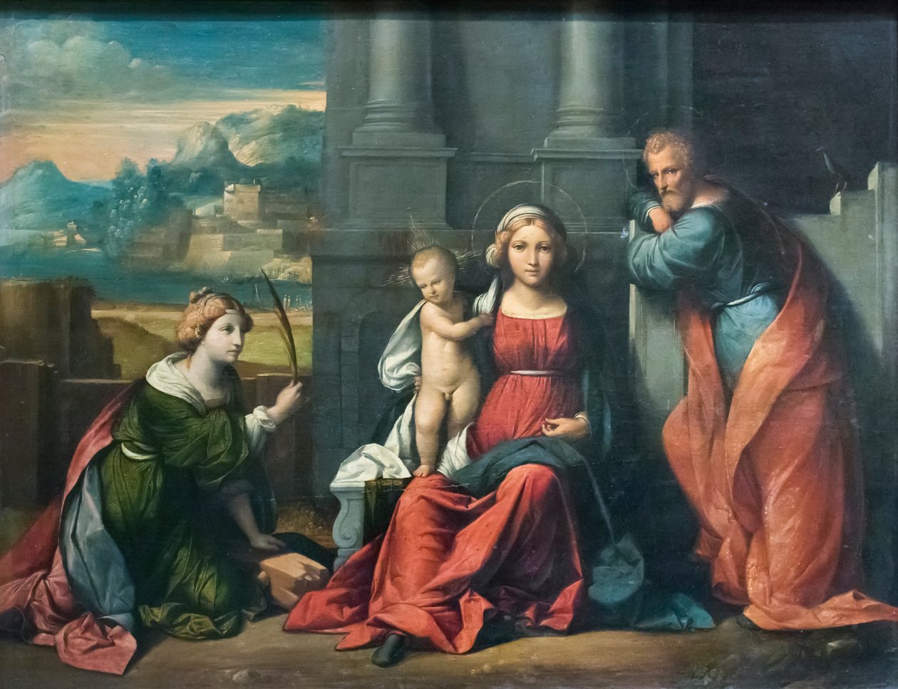 Holy Family (olje på lerret) av Benvenuto Tisi da Garofalo