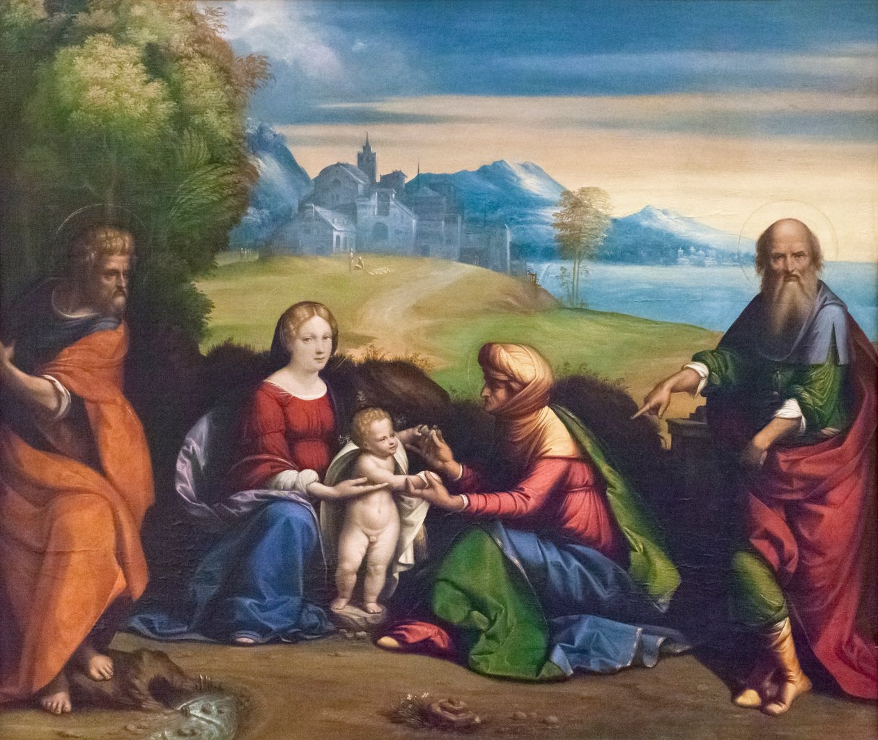 Hellig familie med St Joachim og Anne (maleri) av Benvenuto Tisi da Garofalo