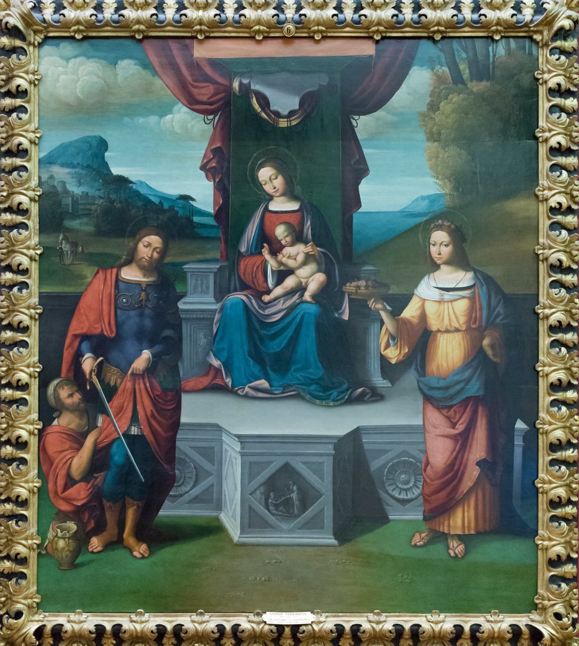 Madonna og Child tronet med St Martin og St Rosalia av Benvenuto Tisi da Garofalo