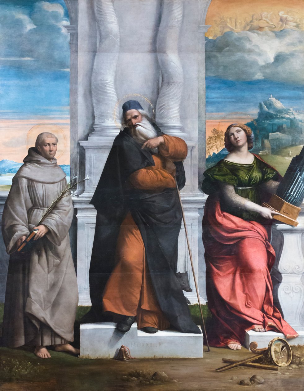 Saint Anthony abbeden, Anthony av Sicilia og Cecily av Benvenuto Tisi da Garofalo