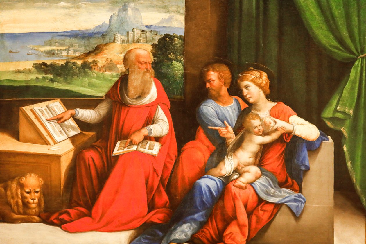 Den hellige familie med St. Hieronymus av Benvenuto Tisi da Garofalo