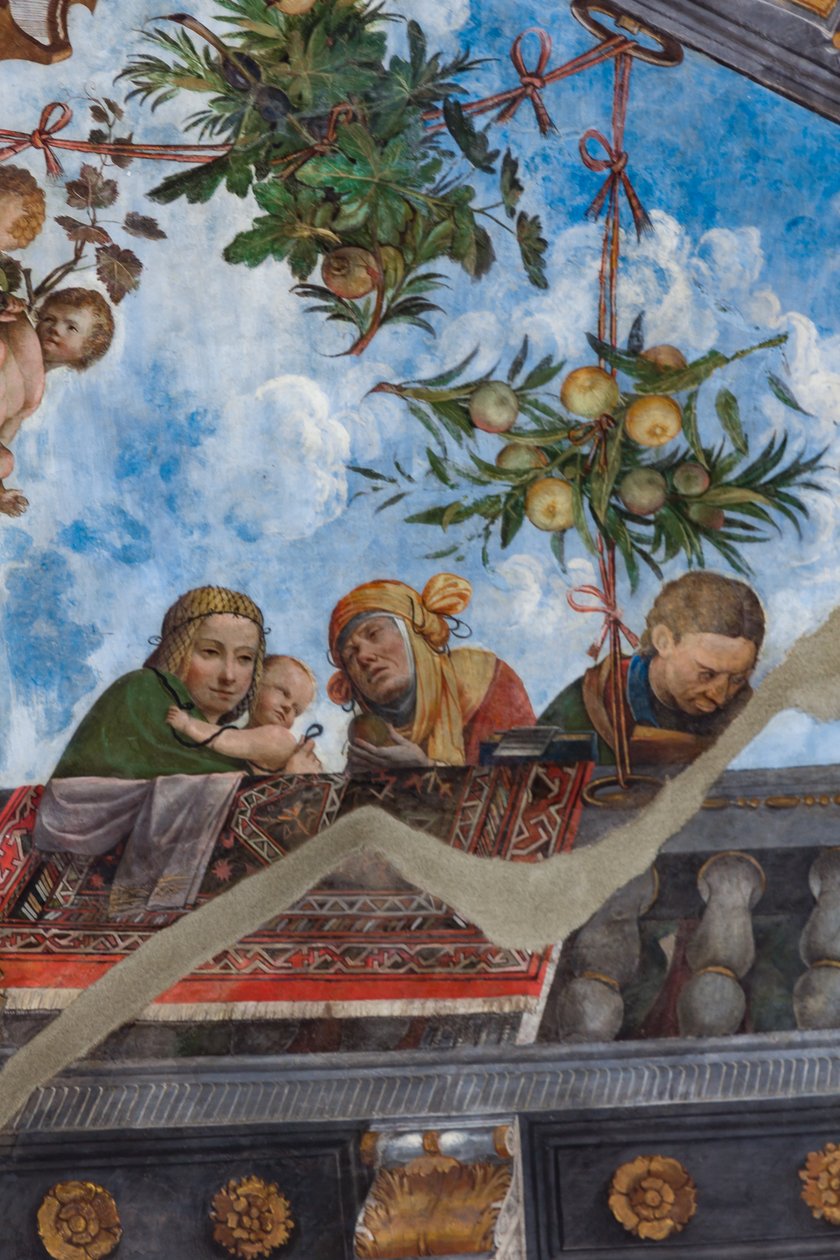Kvinne og barn, detalj, hvelv til Hall of the Treasure (fresco) (detalj av 3707463) av Benvenuto Tisi da Garofalo
