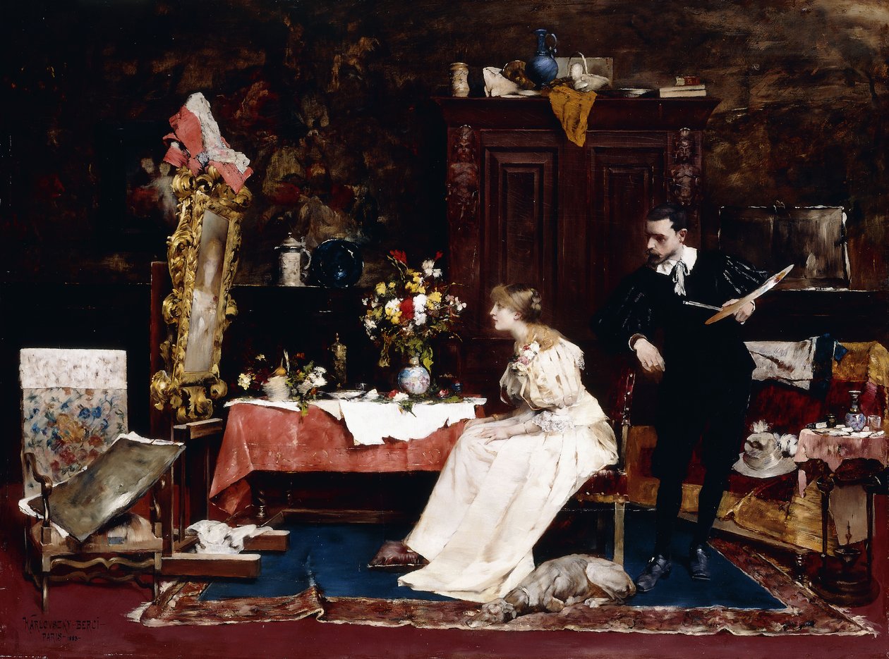 Presenterer hennes portrett, 1883 av Berci de Karlovszkyn