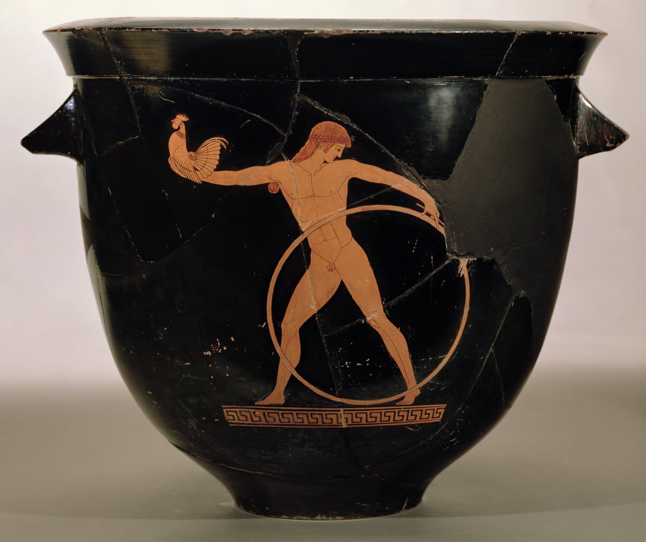 Attisk klokkekrater med rød figur som viser Ganymedes, gresk, ca. 500-480 f.Kr. (keramikk) av Berlin Painter