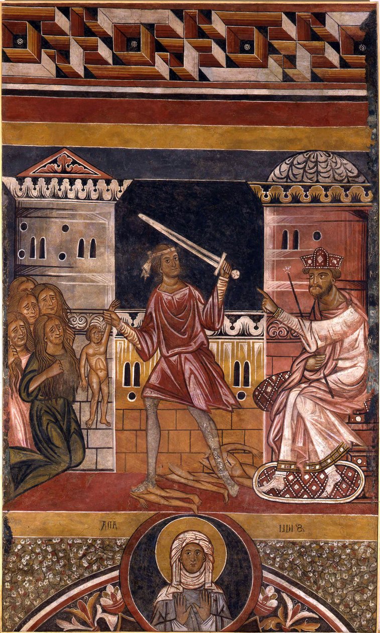 The Massacre of the Innocents par Berlinghieri, Berlinghiero (ca 1175-1235 / 42). Fresco, størrelse: 350x205, Basilica of Santo Stefano, Bologna av Berlinghiero (fl.1228 36) Berlinghieri