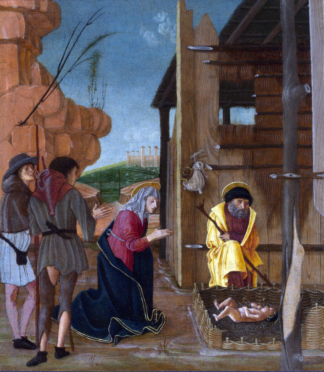 Butinone, Bernardino (aktiv 1450-1510) The Adoration of the Shepherds Tempera på panel ca 1485 National Gallery, London 24,8x21,6 av Bernadino Jacobi Butinone