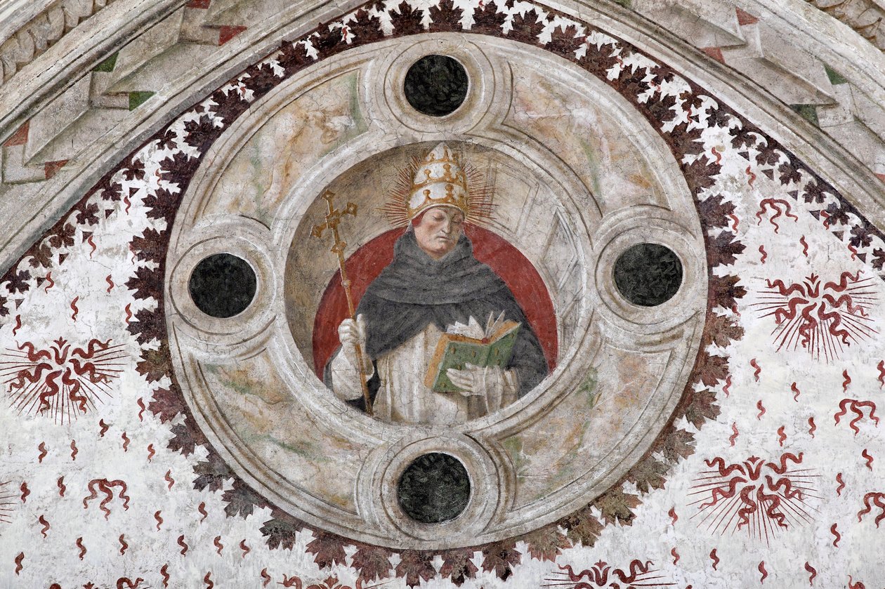Representasjon av en dominikansk pave (Innocent V eller Benoit XI) (En dominikansk pave) Fresco av Bernardino Zenale og Bernardino Butinone av Bernadino and Zenale B.  Butinone