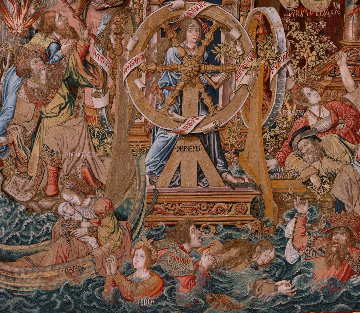 flamsk billedvev. Serien The Honours. Fortune, The Way to the Honours (La Fortuna, Camino de los Honores). Femte billedvev i serien. Modelltegnere fra kretsen til Bernard van Orley og Jan Gossaert de Mabuse. Produksjon Pieter van Aelst, Brusse av Bernaert van (circle of) Orley