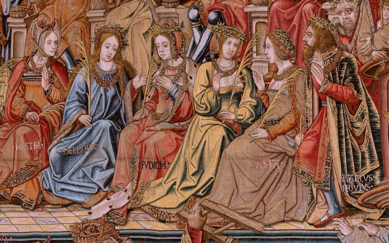 flamsk billedvev. Serien The Honours. Ære (El Honor). Andre billedvev i serien. Modelltegnere fra kretsen til Bernard van Orley og Jan Gossaert (Mabuse). Produksjon Pieter van Aelst, Brussel. Ca 1550. Stoff Gull, sølv, silke og ull. av Bernaert van (circle of) Orley