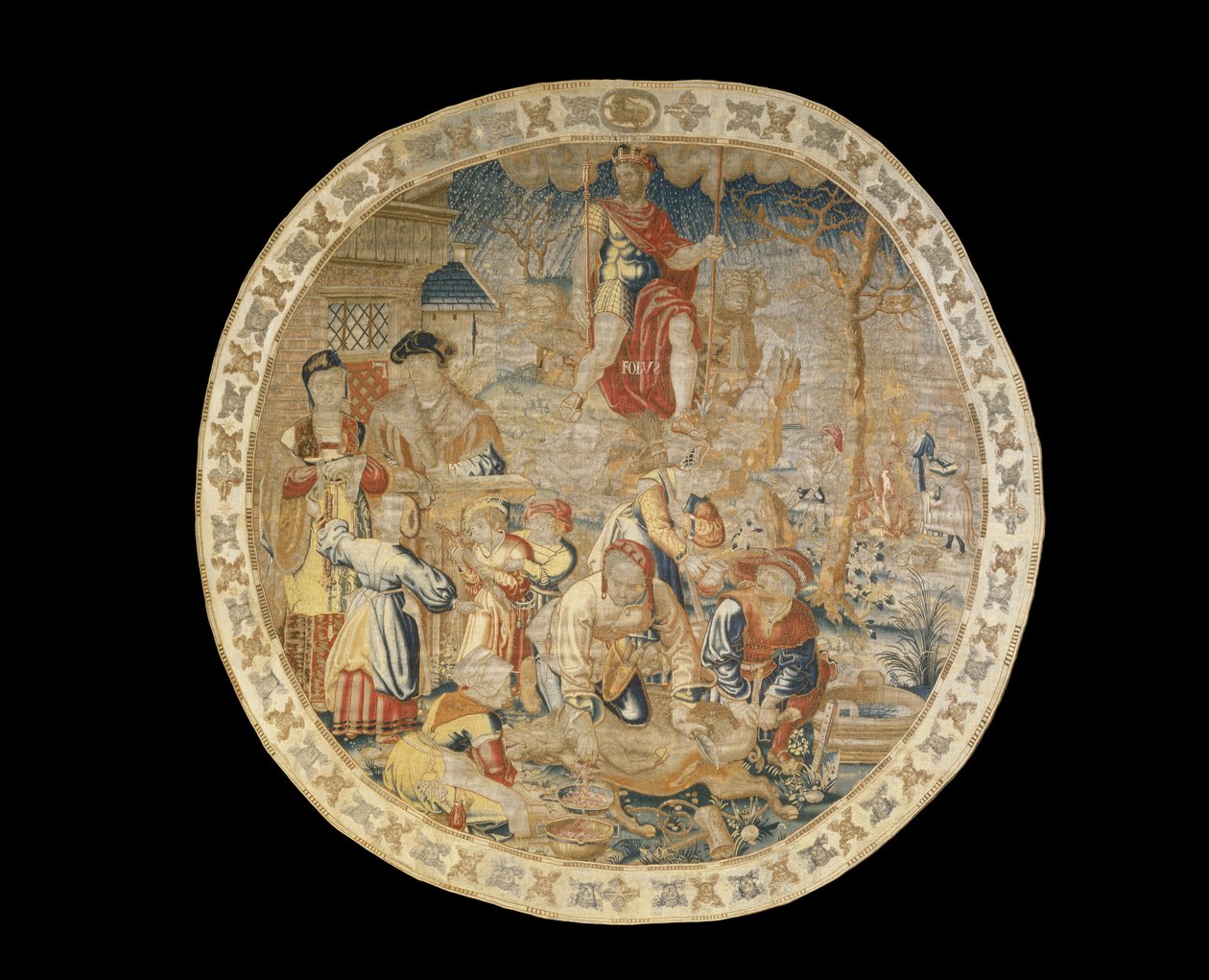Brussel allegorisk billedvev som viser desember måned fra "Medaljongmånedene", ca. 1525 av Bernard van Orley