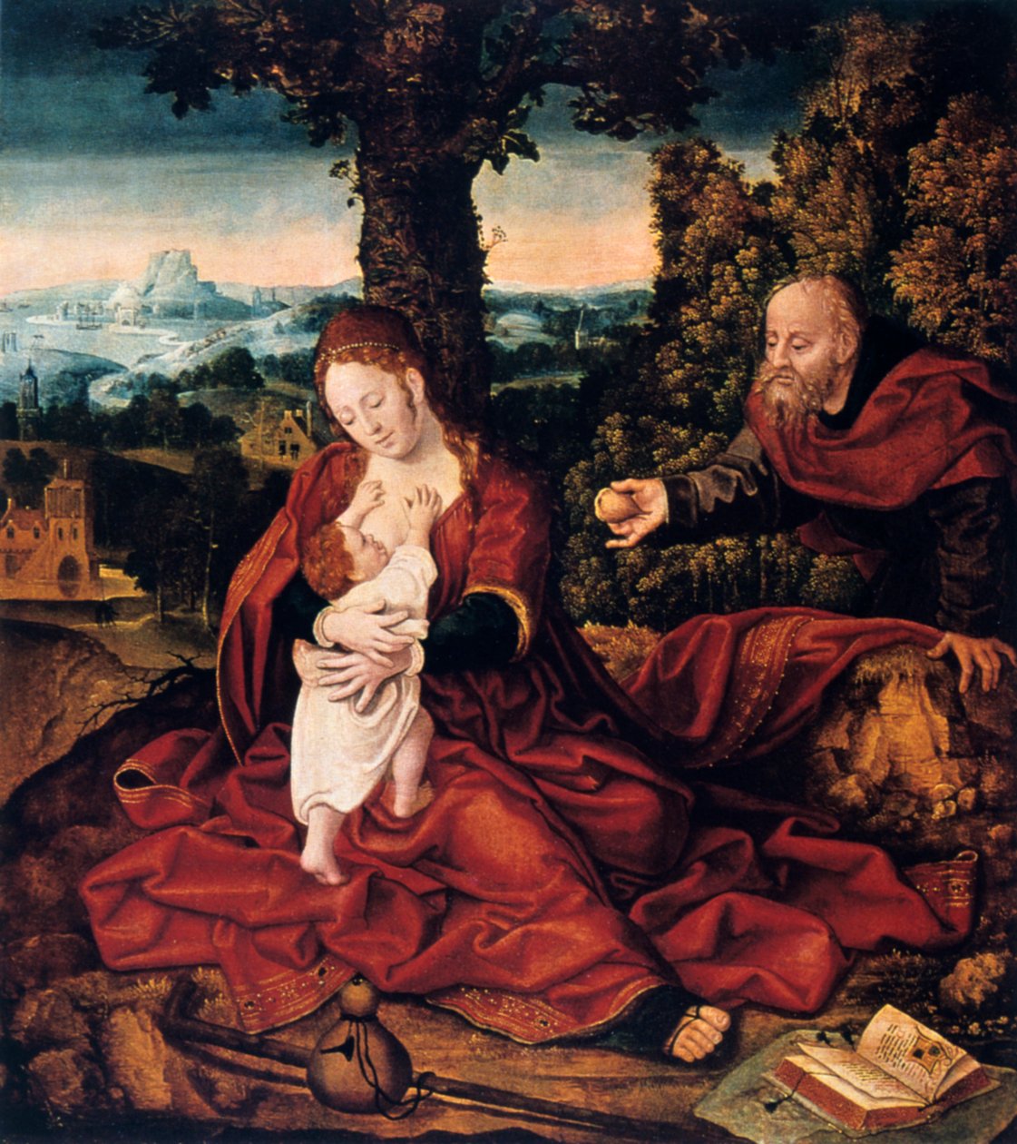 Resten på flukt til Egypt, 1500-tallet. av Bernard van Orley