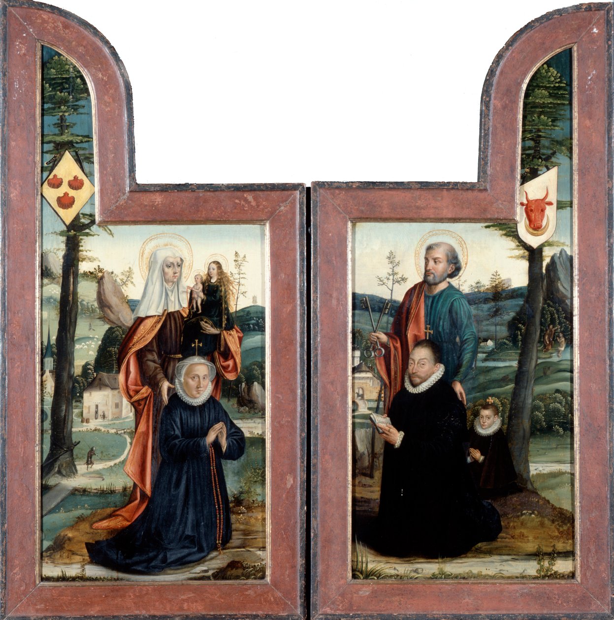 Triptyk med St. Peter og St. Anne, foran, 1500-tallet. av Bernard van Orley