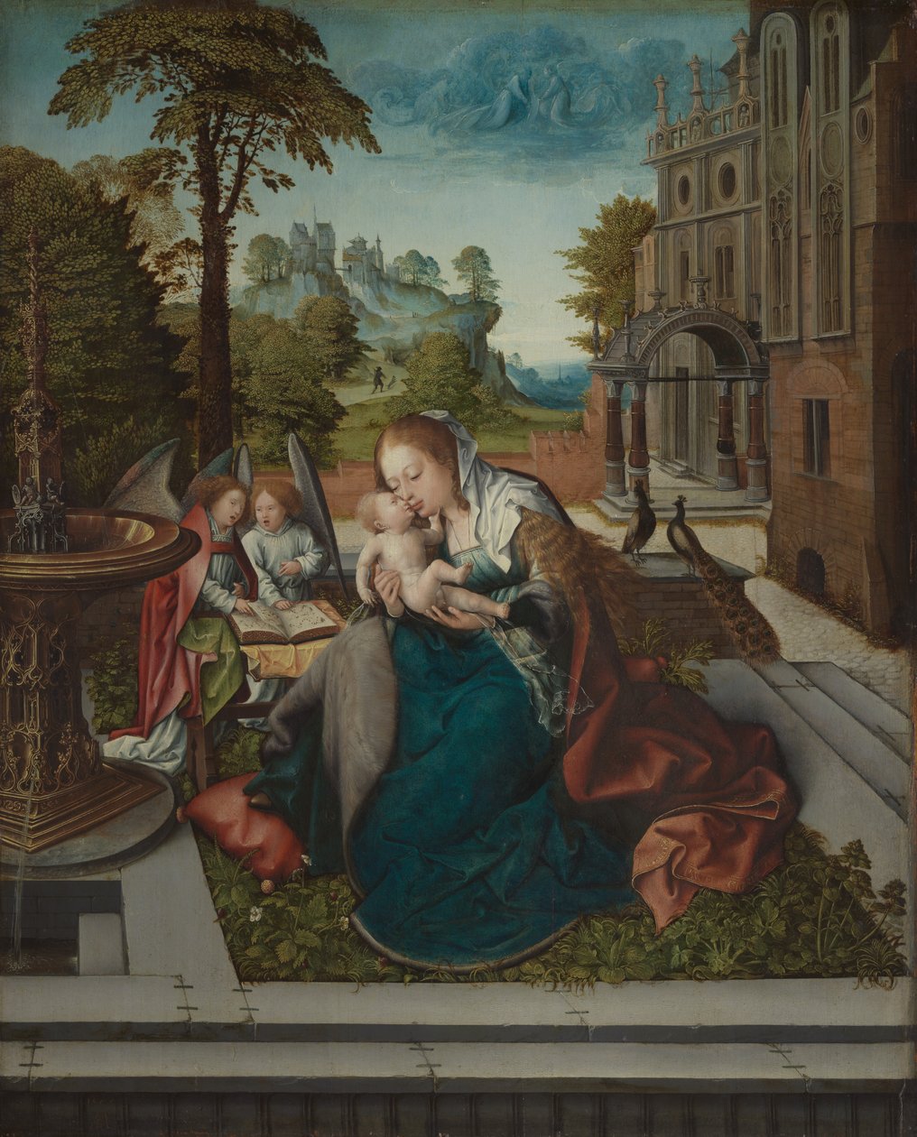 Jomfru og barn med engler, ca. 1518. av Bernard van Orley