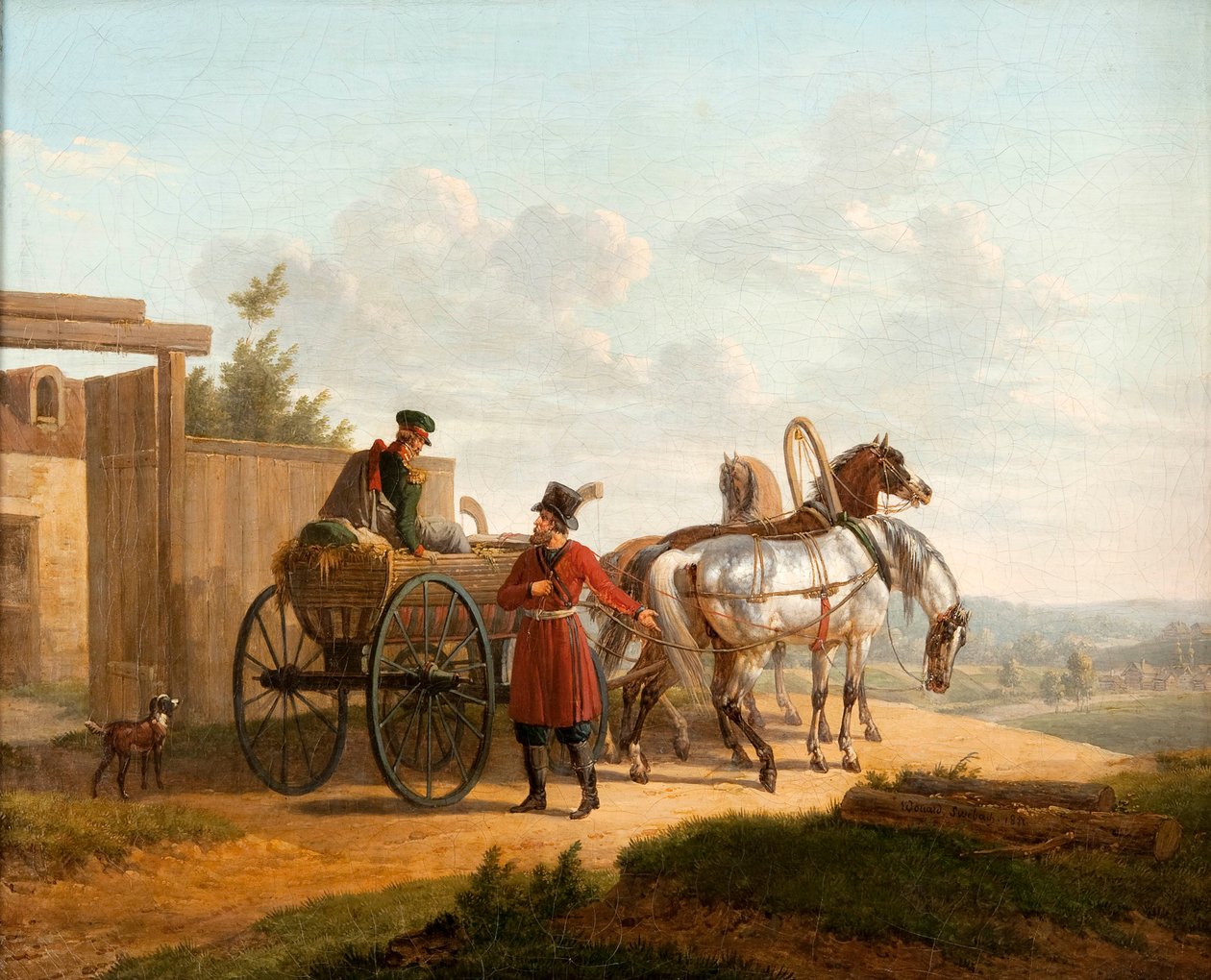 Inngang til en gård i Russland av Bernard Edouard Swebach
