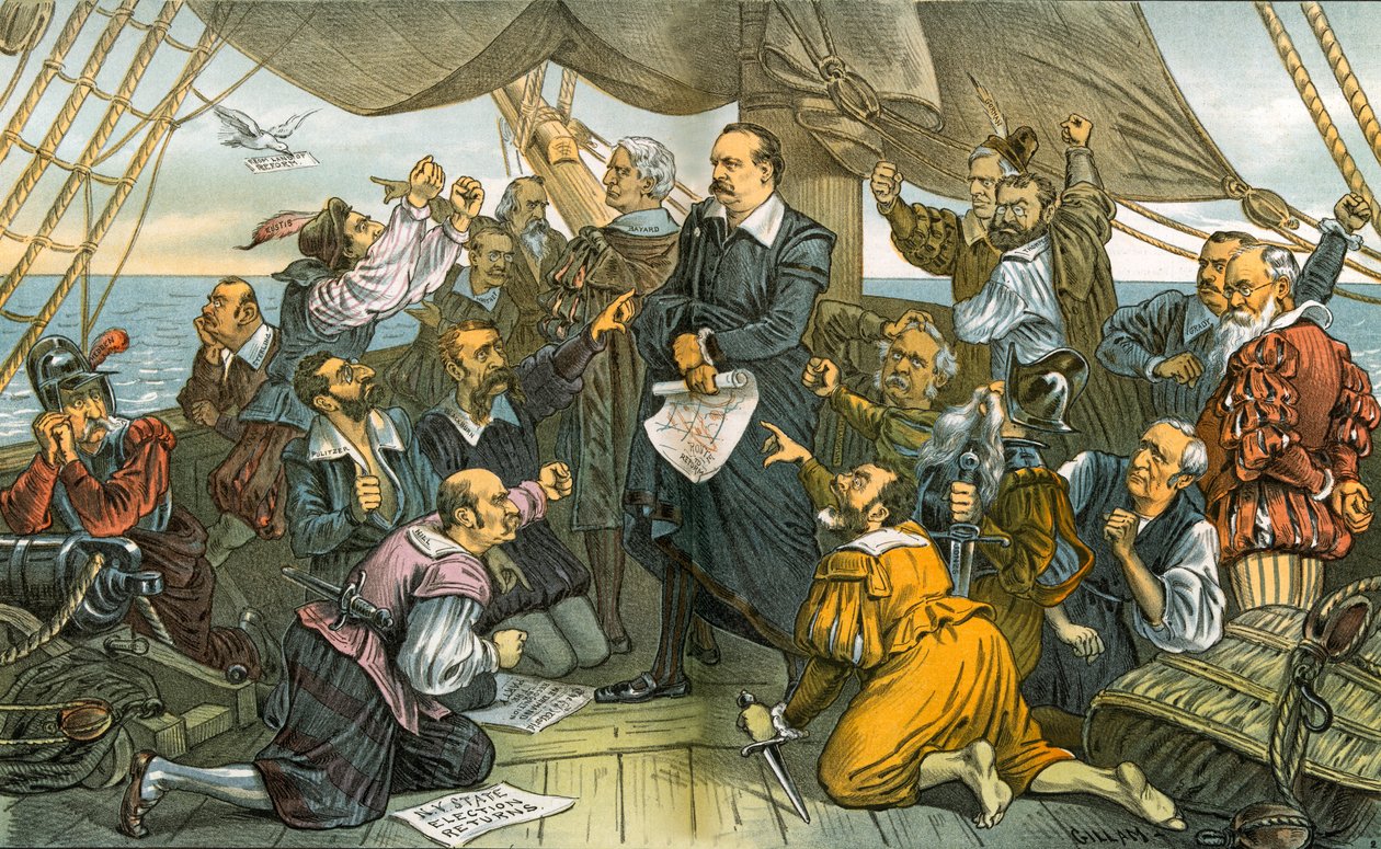 Columbus Cleveland og hans opprørske mannskap - Dette skipet skal ikke snu! 1885 av Bernard Gillam