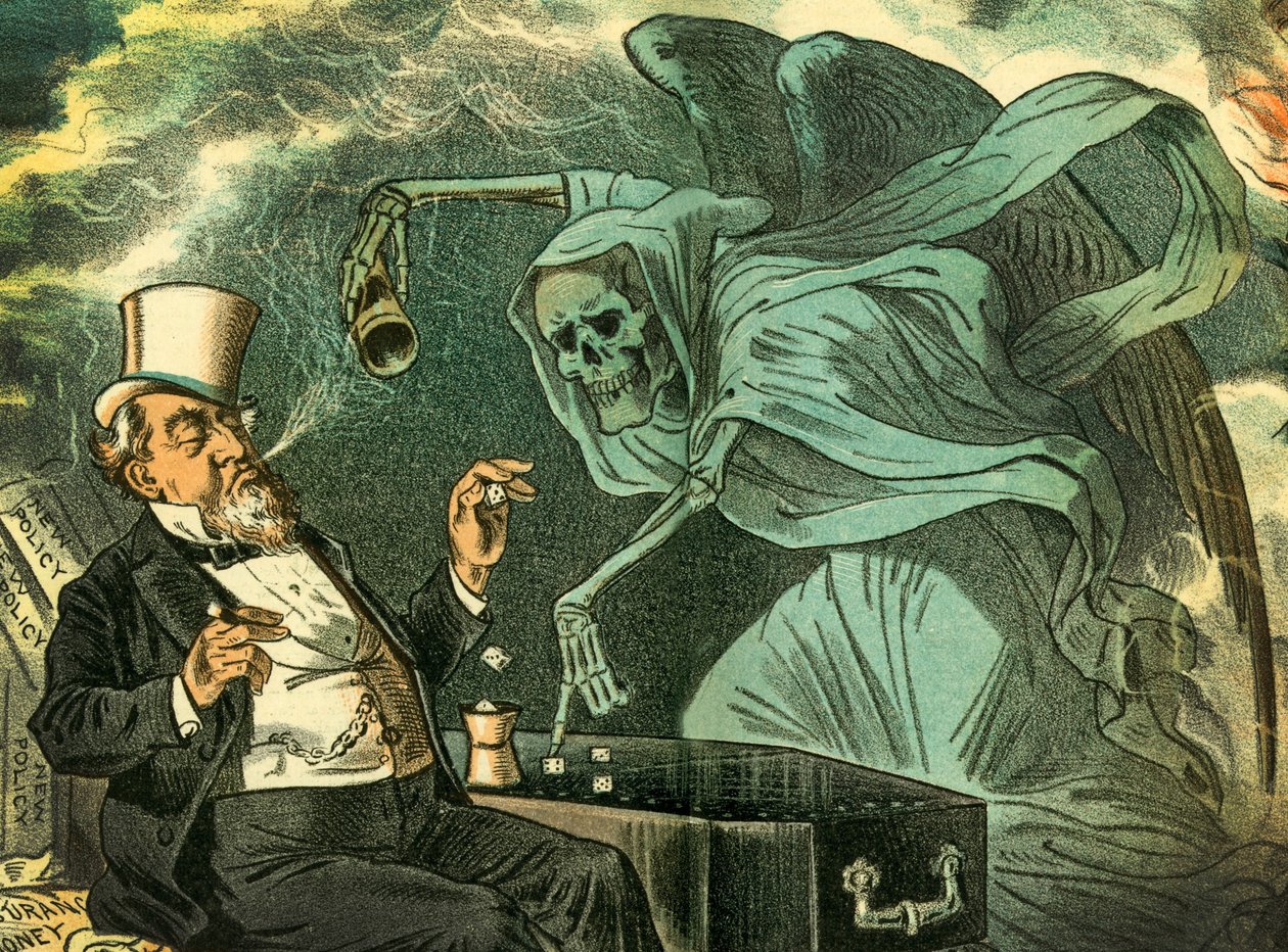 Gambling med døden, 1883 av Bernard Gillam