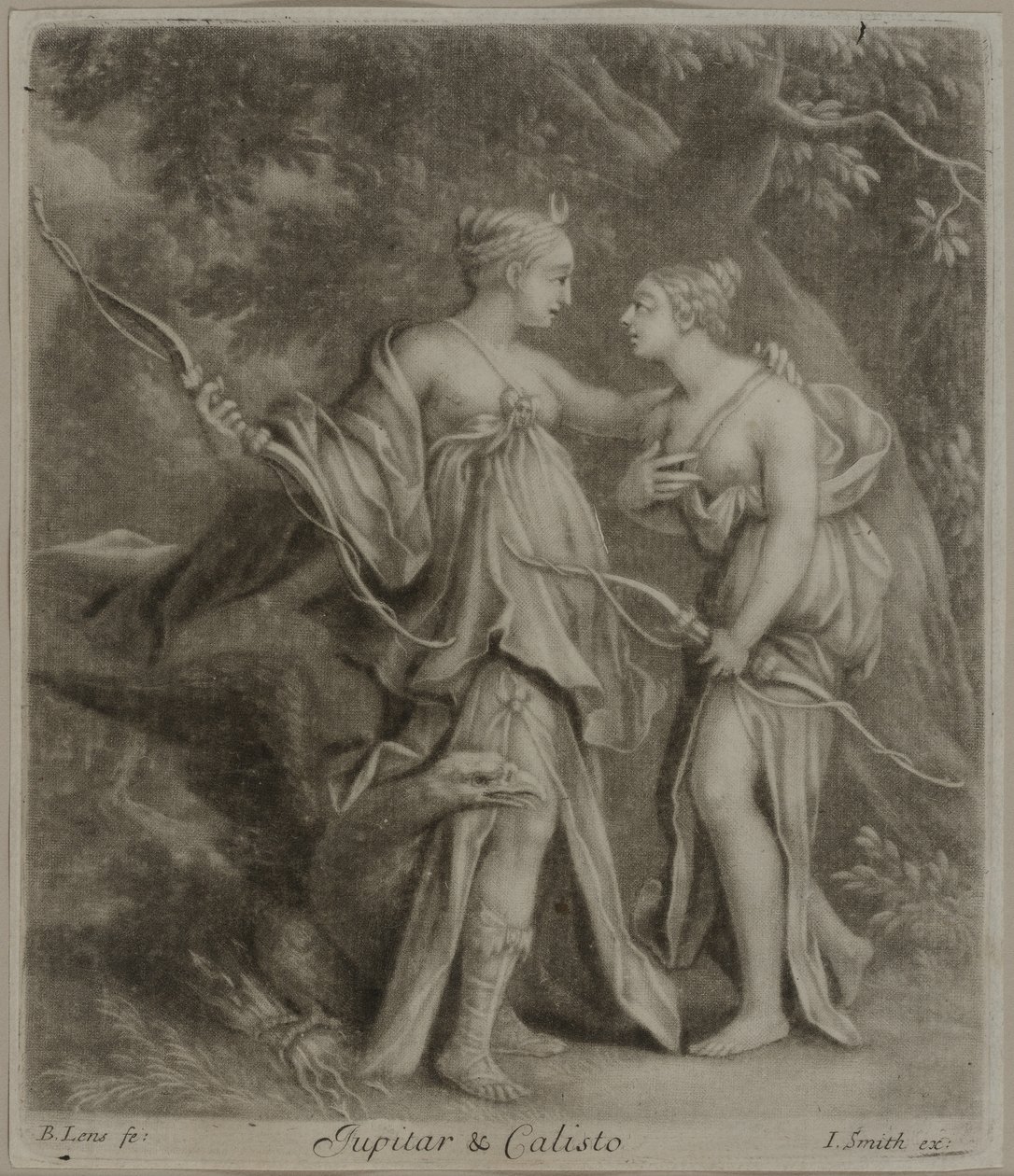 Jupiter og Callisto (mezzotint) av Bernard II Lens