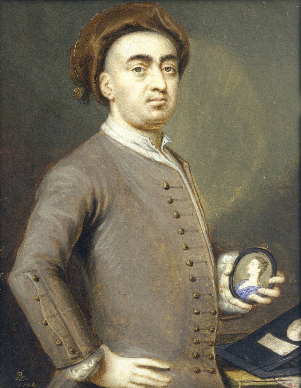 Selvportrett, 1724 (miniatyr) av Bernard III Lens