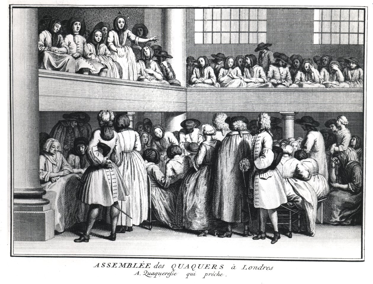 En Quaker-forsamling i London, 1736 av Bernard Picart
