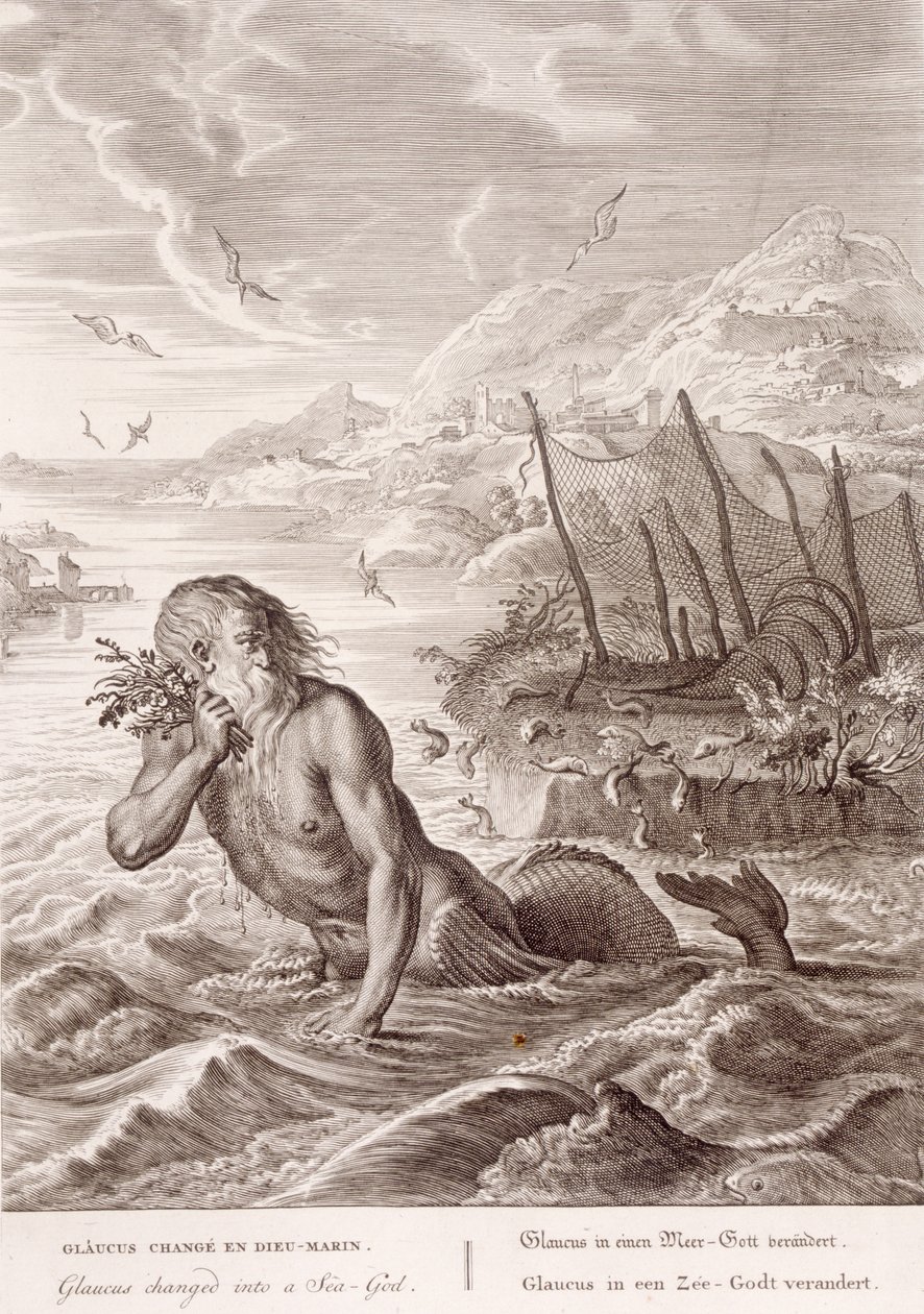 Glaucus forvandlet til en havgud, 1731 av Bernard Picart
