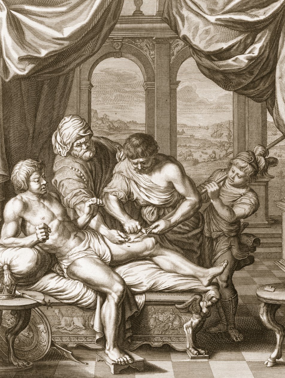 Telephus kurert av rusten fra det samme spydet som såret ham, 1731 av Bernard Picart
