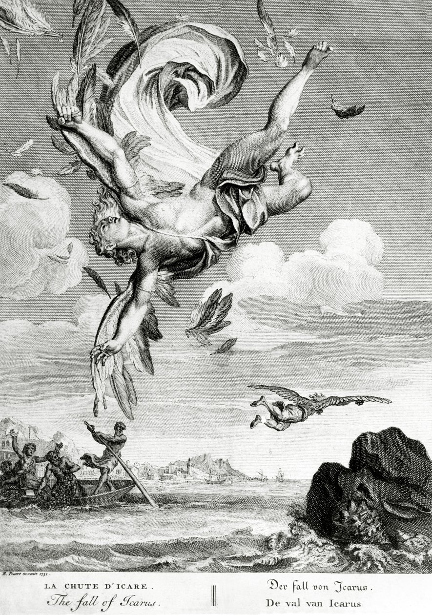 Ikaros fall, 1731 av Bernard Picart