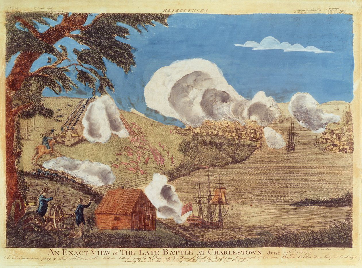 En nøyaktig oversikt over det sene slaget ved Charlestown 17. juni 1775 av Bernard Romans