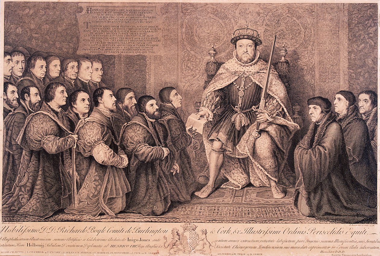 Kong Henry VIII omgitt av knelende skikkelser, 1736 av Bernard Baron