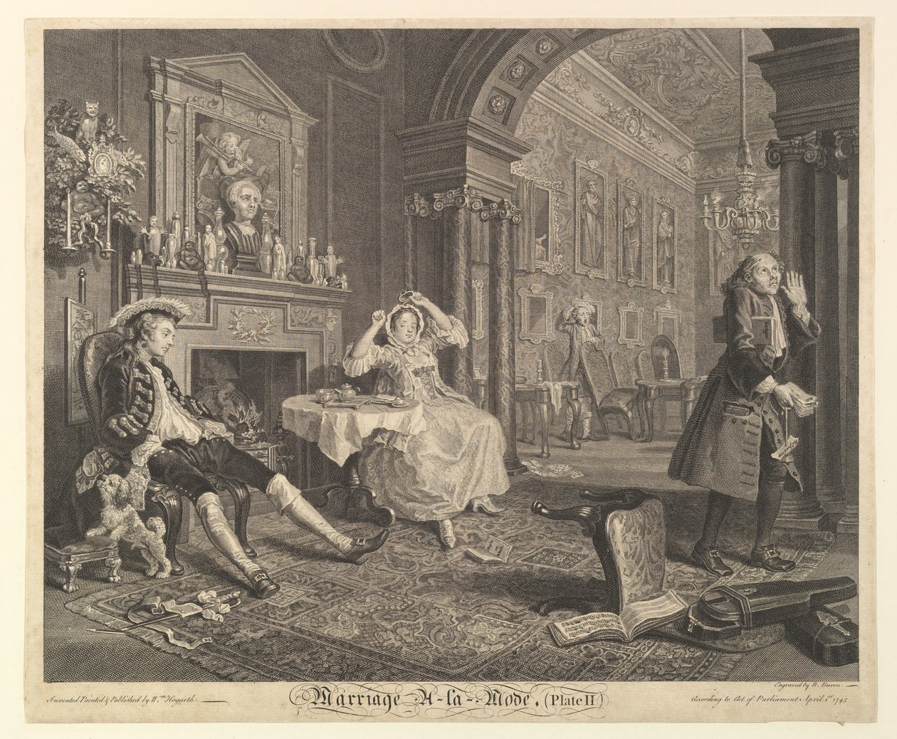 Ekteskap A-la-Mode, tavle II, 1. april 1745. av Bernard Baron