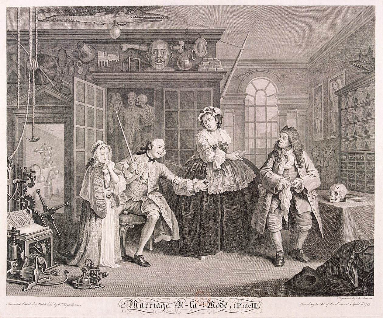 Ekteskap a la Mode', 1745, plate III av Bernard Baron