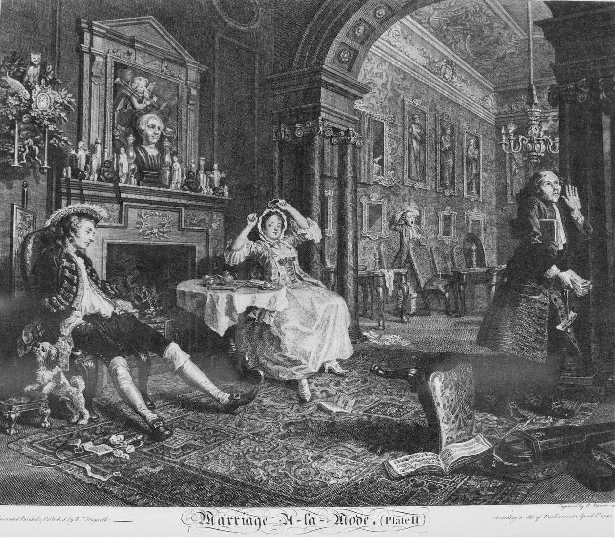 Ekteskap à la Mode, plate 2, (tidlig om morgenen) av Bernard Baron