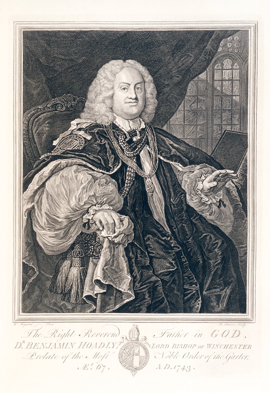Portrett av Dr Benjamin Hoadly, Lord Bishop of Winchester, 1743. av Bernard Baron