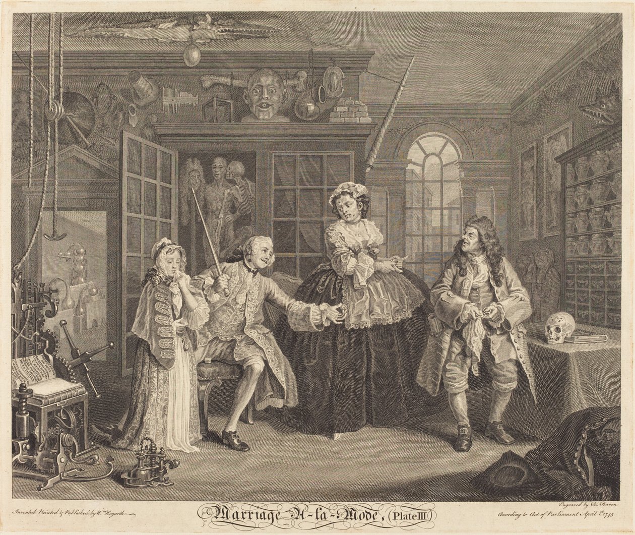 Ekteskap a la Mode: pl. 3 av Bernard Baron after William Hogarth