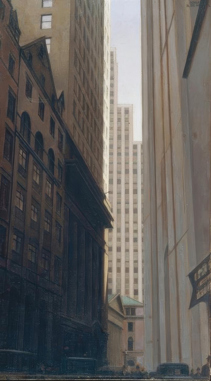 Utsikt over Wall Street av Bernard Boutet de Monvel