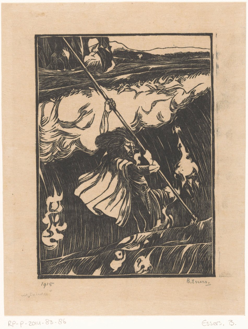 Cuchulainn kjemper mot brenningene av Bernard Essers (signed by artist)