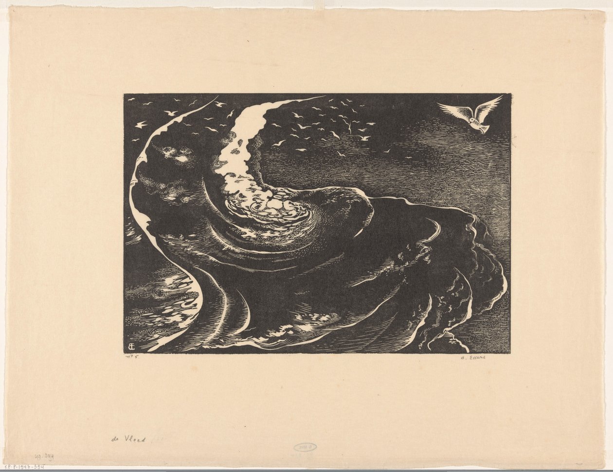 De vloed (original tittel på objekt) av Bernard Essers (signed by artist)